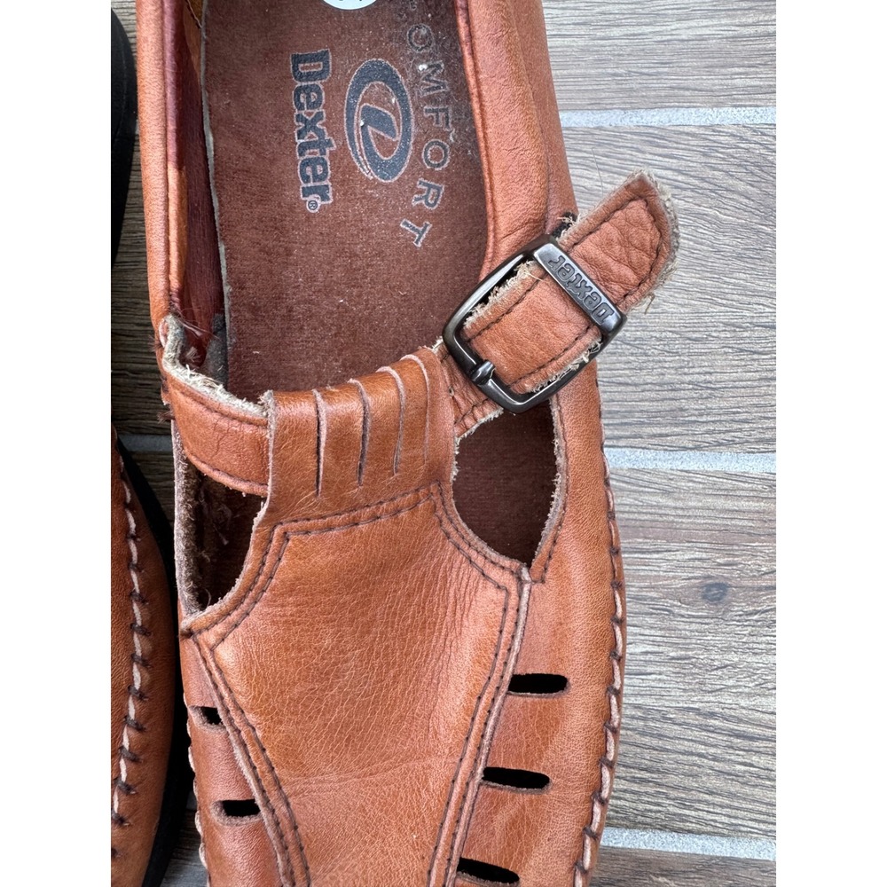 Dexter Comfort Brown Leather Mary Jane T-Strap Whipstitch Shoes Womens 10.5 USA - Picture 2 of 9